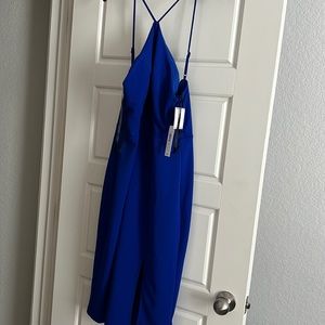 Electric blue fitted cocktail dress
